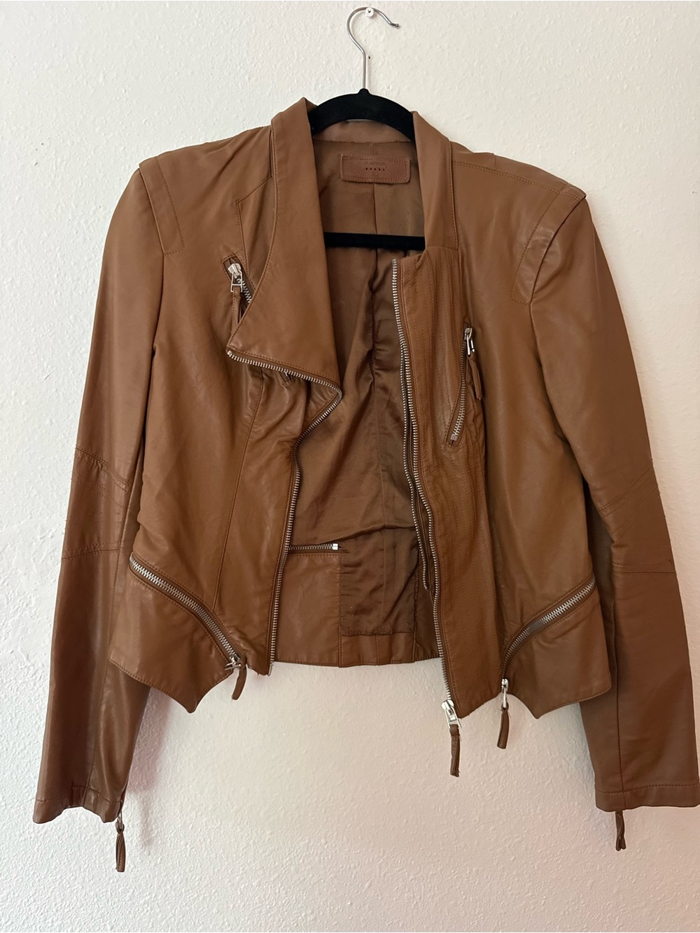 Blank NYC Cognac Faux Leather Moto Jacket